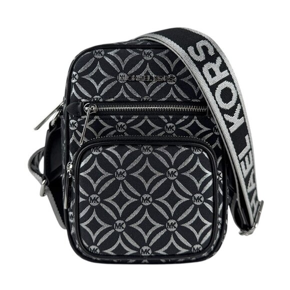 Michael Kors Shoulder Bag Canvas Black Silver Women's Z7719